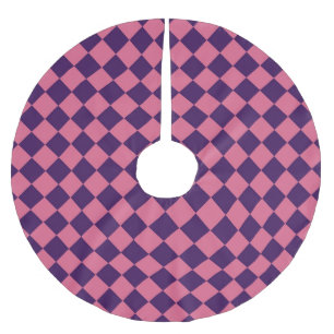 Pink Purple Chequered Diamond Pattern Brushed Polyester Tree Skirt