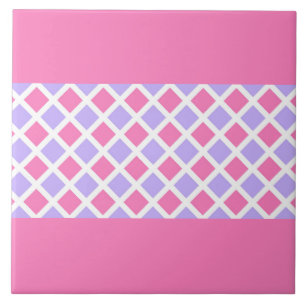 Pink Purple Chequered Diamond Pattern Ceramic Tile