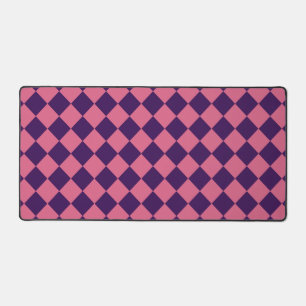 Pink Purple Chequered Diamond Pattern  Desk Mat