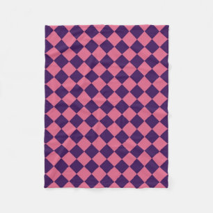 Pink Purple Chequered Diamond Pattern Fleece Blanket