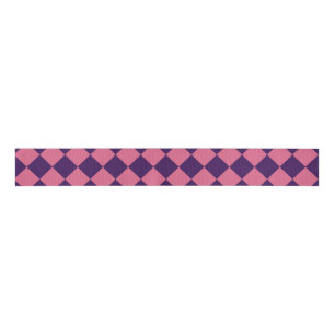 Pink Purple Chequered Diamond Pattern Grosgrain Ribbon