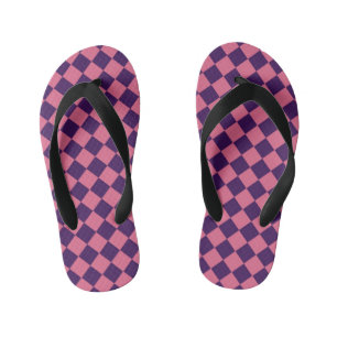 Pink Purple Chequered Diamond Pattern  Kid's Thongs