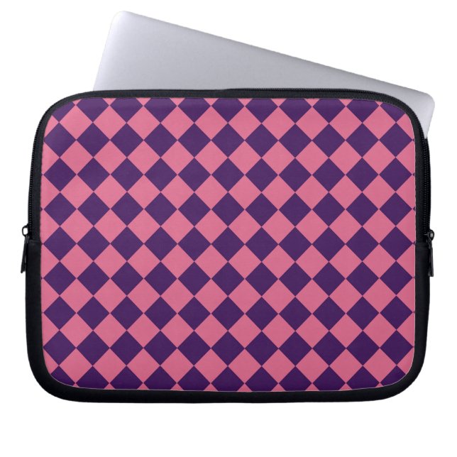 Pink Purple Chequered Diamond Pattern  Laptop Sleeve (Front)