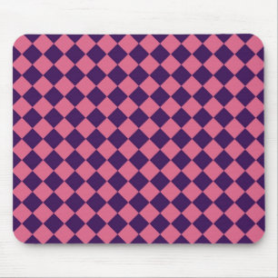 Pink Purple Chequered Diamond Pattern Mouse Pad