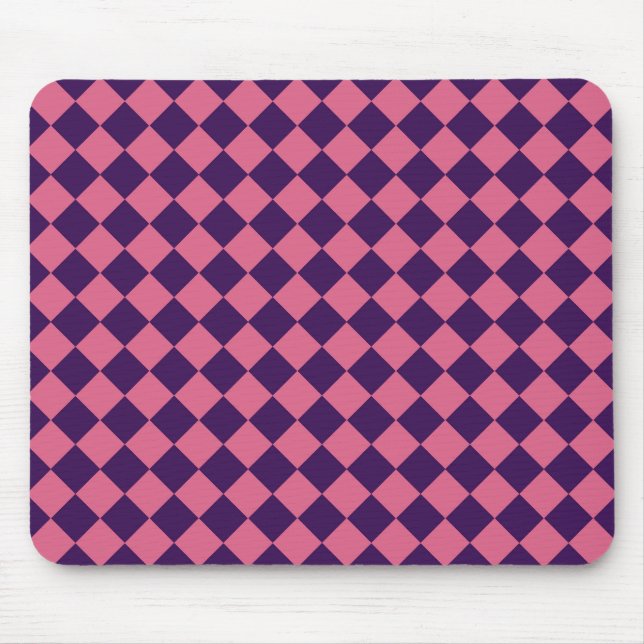 Pink Purple Chequered Diamond Pattern  Mouse Pad (Front)