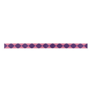 Pink Purple Chequered Diamond Pattern Satin Ribbon