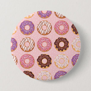 Pink, Purple, Chocolate Iced Donuts Bakery Treat 7.5 Cm Round Badge