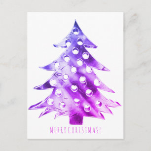 Pink Purple Christmas Tree Modern Elegant Postcard