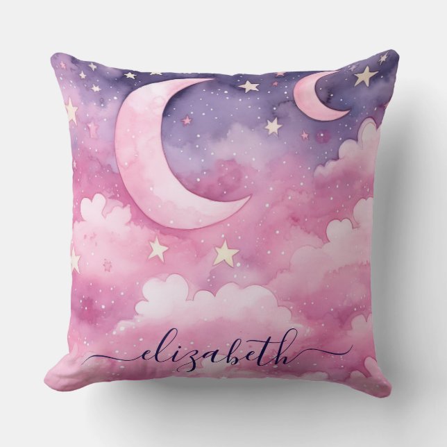 Pink-Purple clouds Throw Pillow (Front)