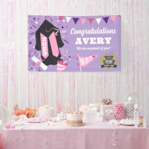 Pink Purple Congratulations Graduate School Logo Banner