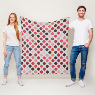 Pink Purple Coral Red Round Squares Art Pattern Fleece Blanket