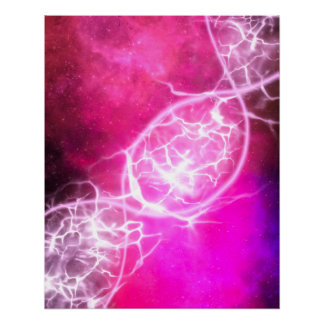 Pink Purple Cosmic DNA Strand Glossy Poster