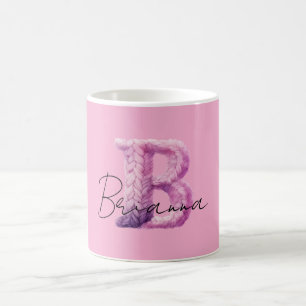 Pink Purple Cosy B Name Coffee Mug