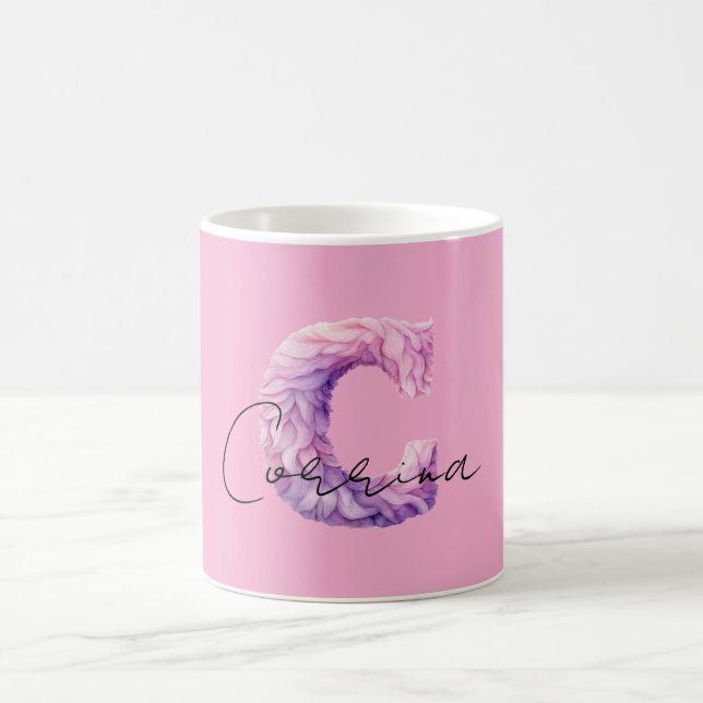 Pink Purple Cosy C Name Coffee Mug (Center)