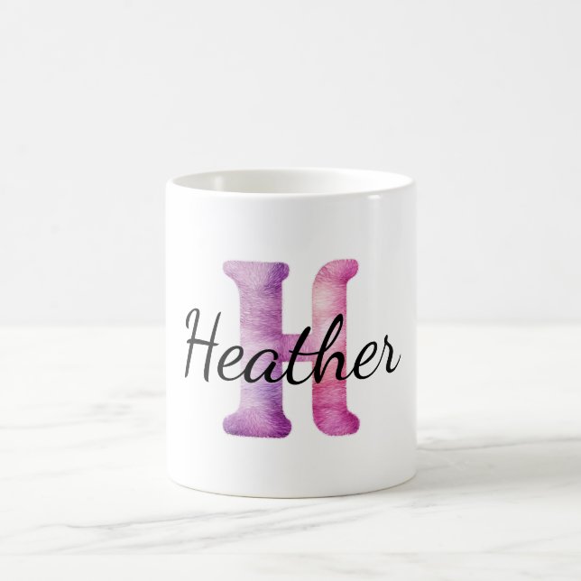 Pink Purple Cosy H Name  Coffee Mug (Center)