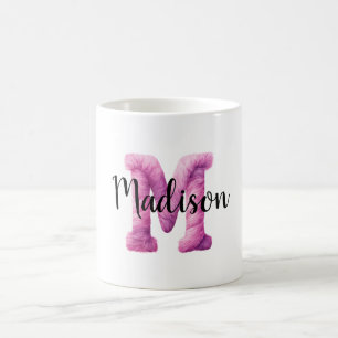 Pink Purple Cosy Letter M Name  Coffee Mug