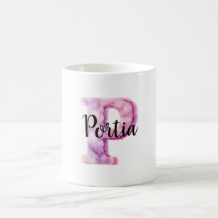 Pink Purple Cosy Letter P Name  Coffee Mug