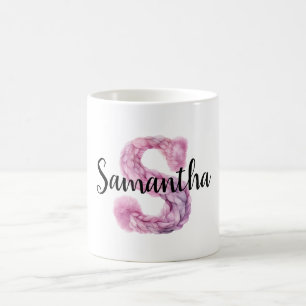 Pink Purple Cosy Letter S Name  Coffee Mug