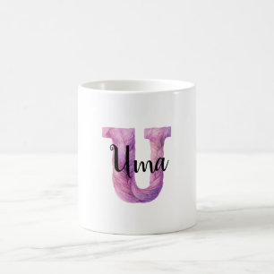 Pink Purple Cosy Letter U Name Coffee Mug