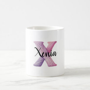Pink Purple Cosy Letter X Name Coffee Mug