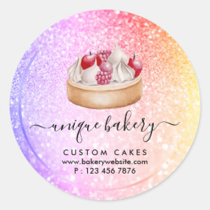 Pink Purple Cream cheesecake berry sparkles Classic Round Sticker