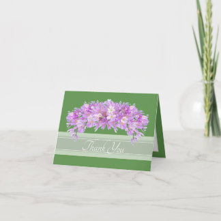 Pink Purple Crocus Botanical Floral Chic Thank You Card