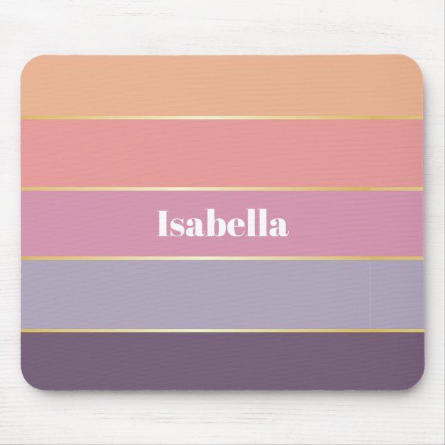 Pink Purple Custom Summer Colour Block Stripes Mouse Pad (Front)