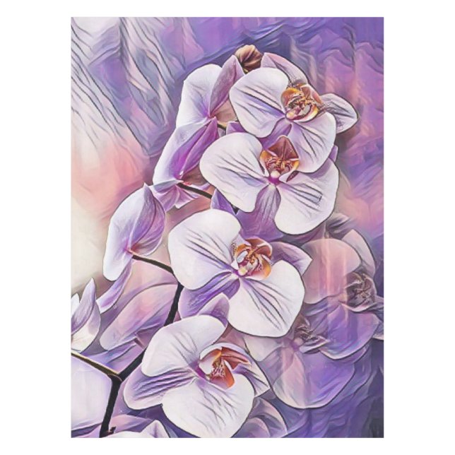 Pink purple cute orchid flowers drawing  tablecloth (Front)
