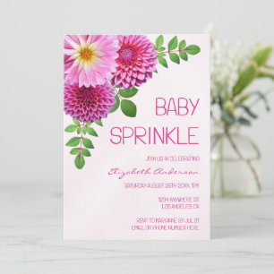 Pink Purple Dahlia Girl Baby Sprinkle Invitation