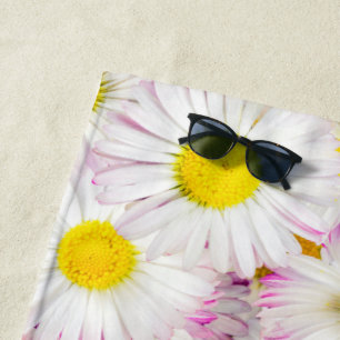 Pink Purple Daisy Flower Pattern Beach Towel
