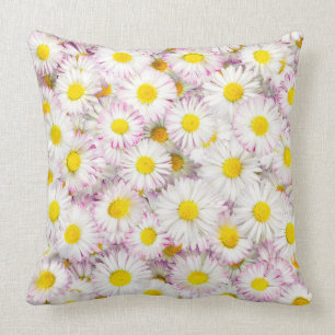 Pink Purple Daisy Flower Pattern Cushion
