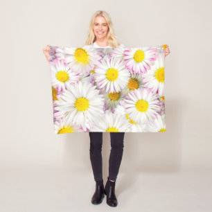 Pink Purple Daisy Flower Pattern Fleece Blanket