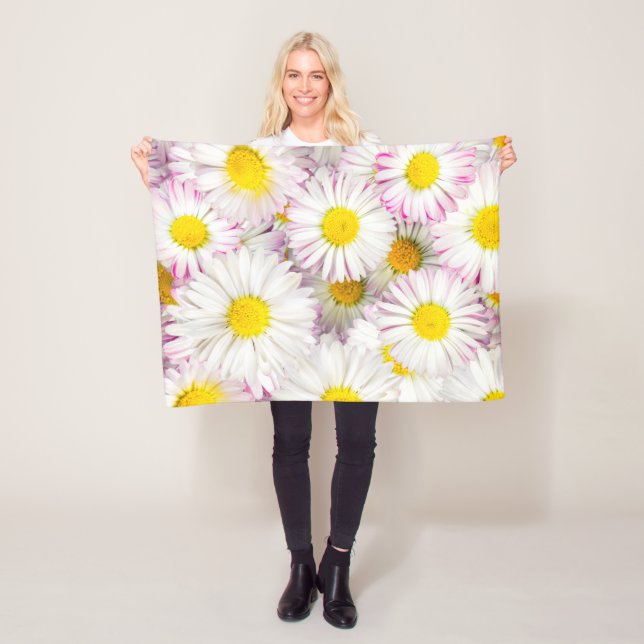 Pink Purple Daisy Flower Pattern Fleece Blanket (In Situ)