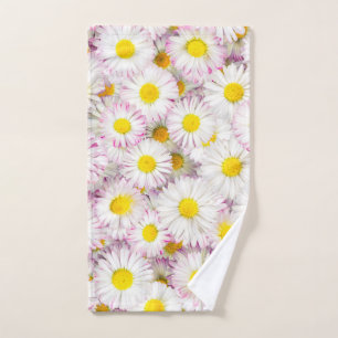 Pink Purple Daisy Flower Pattern Hand Towel