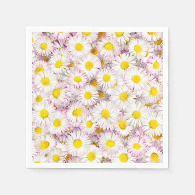 Pink Purple Daisy Flower Pattern Napkin (Front)