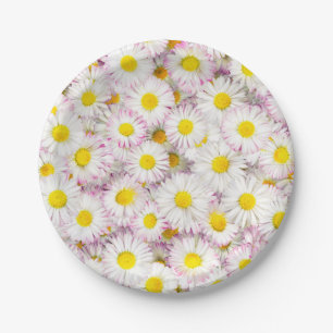 Pink Purple Daisy Flower Pattern Paper Plate