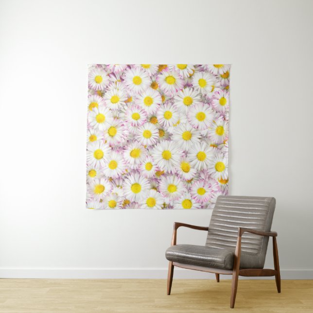Pink Purple Daisy Flower Pattern Tapestry (In Situ)