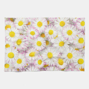 Pink Purple Daisy Flower Pattern Tea Towel