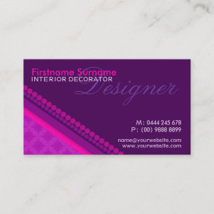 Pink Purple Damask Dots Style Designer Business Ca Business Card
