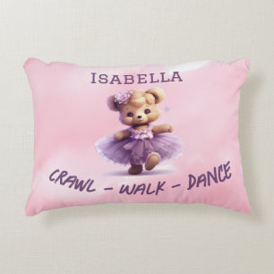 Pink Purple Dancing Bear Throw Pillow