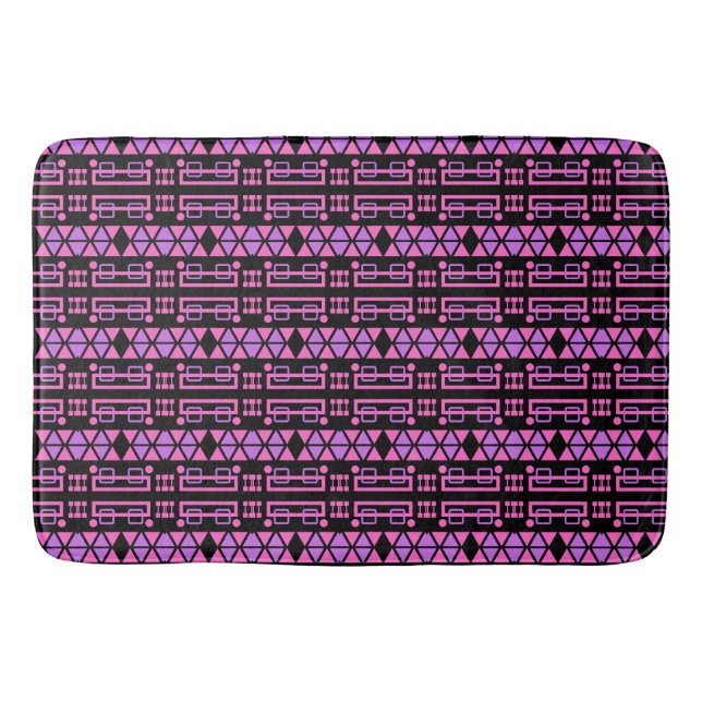 Pink Purple decorative Pattern Bath Mat (Front)