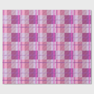 Pink Purple Diagonal Plaid Wrapping Paper