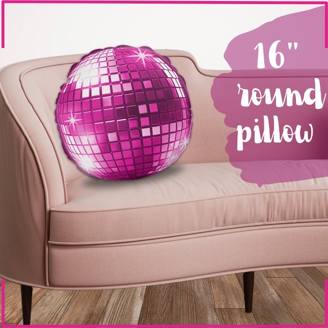 Pink Purple Disco Ball Sparkle Mirror  Round Cushion (Creator Uploaded)
