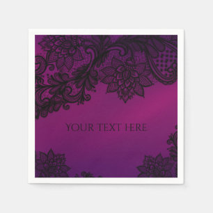 Pink & Purple Elegant Black Lace Party Napkin