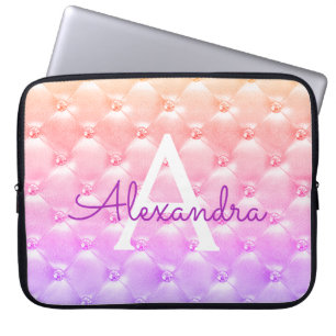 Pink - Purple Elegant Vintage Monogram Laptop Sleeve