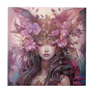 Pink Purple Fairy Queen Fantasy Art Ceramic Tile