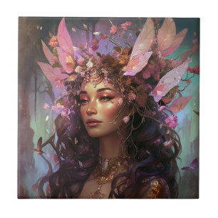 Pink Purple Fairy Queen Fantasy Art Ceramic Tile