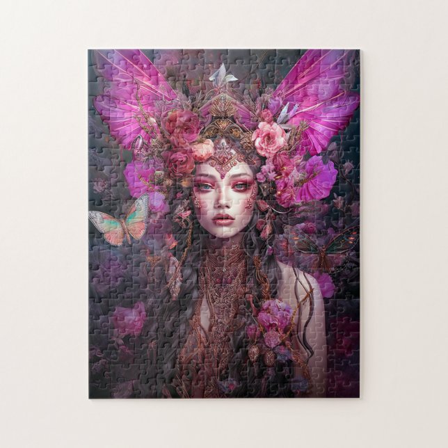 Pink Purple Fairy Queen Fantasy Art Jigsaw Puzzle (Vertical)