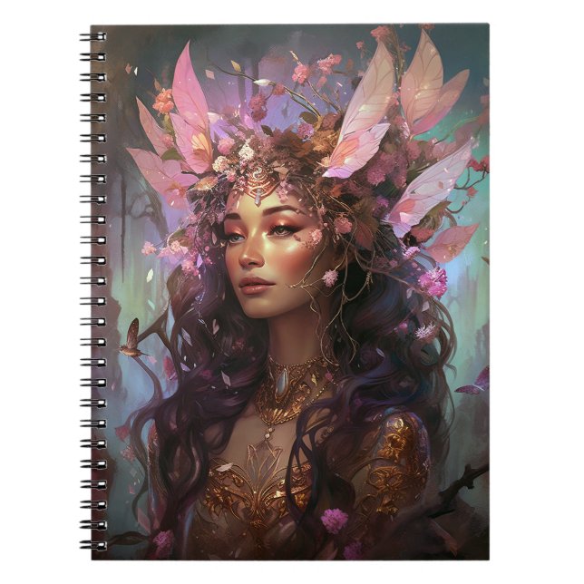 Pink Purple Fairy Queen Fantasy Art Notebook (Front)