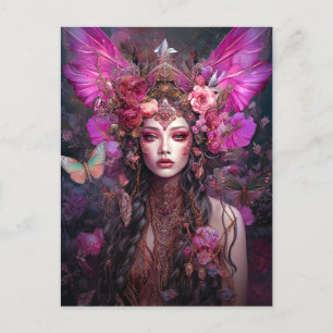 Pink Purple Fairy Queen Fantasy Art Postcard